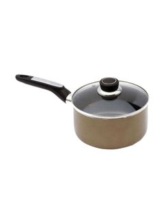 Buy Saucepan With Lid Brown/Clear/Black 18cm in Saudi Arabia