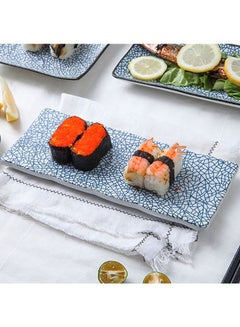 Buy Rectangular Sushi Dinner Plate Blue/White 10inch in Saudi Arabia