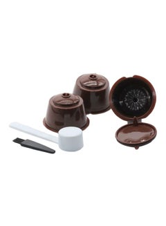 Buy 5-Piece Refillable Coffee Filter With Capsule Cup And Brush Brown 5.4x3.5cm in Saudi Arabia