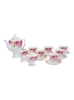 Buy 17-Piece Tea Set White/Pink in UAE