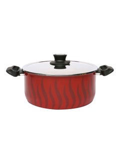 اشتري Tempo Flame 30Cm Casserole Stew Pot With Lid, Aluminum Non-Stick Red/Black/Silver 30cm في الامارات