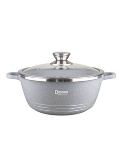 Buy Versatile Efficient Non-Stick  Casserole Pot Bowl Deep Fry Pan Cookware Tool Grey/Clear/Silver 28cm in UAE