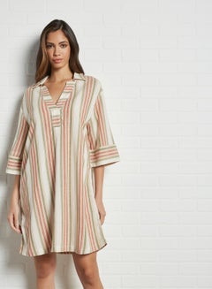 Buy Striped Dress Ecru in Saudi Arabia