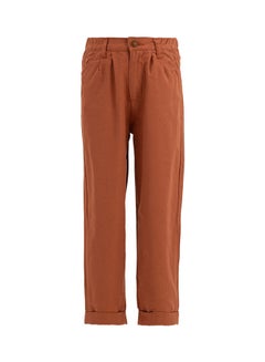 اشتري Elastic Waist Relaxed Fit Trousers Dark Orange في مصر