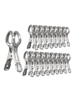 اشتري 10-Piece Beach Towel Clip Stainless Steel Silver 10centimeter في السعودية