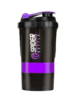 Buy Protein Shaker Bottle With Powder Storage Compartment Black/Purple 650ml in Saudi Arabia