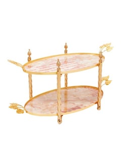 Buy 2-Tier Tray Gold/Pink ‎60x28x13cm in UAE