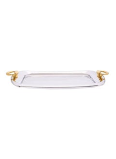 Buy Lux Gold Rectangleangle Tray Multicolour 51X28 Centimeter Silver/Gold 51x28cm in UAE