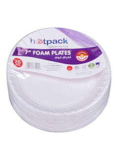Buy 25-Piece Round Foam Plate Set White 25x7inch in UAE