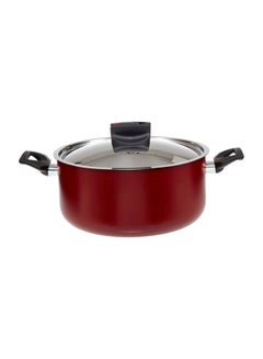 اشتري Aluminum Safecook with Nonstick Casserole Cooking Pot أحمر/شفاف/أسود 22سم في الامارات