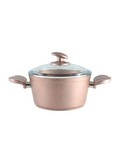 Buy Granite Casserole With Lid Rose Gold/Clear 20cm in UAE