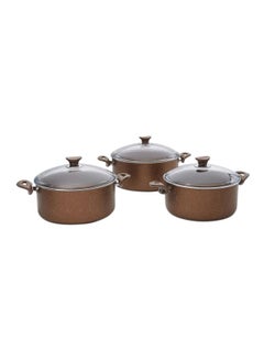 Buy 6-Piece  Granite Coated Cookware Set Copper/Clear in UAE