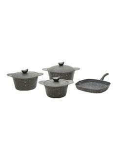 Buy 13-Piece Discover Series Aluminium Granite Coated Cookware Set Grey in UAE