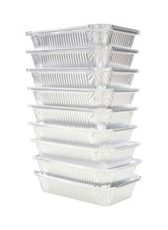 Buy 10-Piece Disposable Aluminum Container With Lid Set Silver in Saudi Arabia