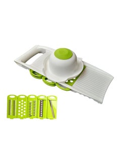 Buy 7-Piece Multi-function Hand-cut Vegetable Slicer Green/White in Saudi Arabia