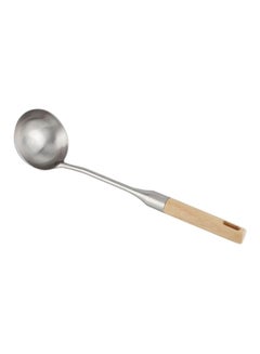 Buy Stainless Steel Ladle With Rubber Wood Handle Silver/Beige in UAE