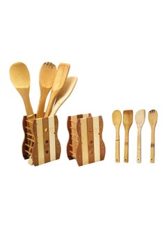 Buy 5-Piece Kitchen Tool Set Brown/Beige in Saudi Arabia