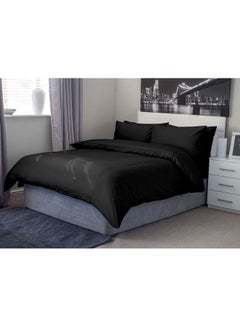 Buy 3-Piece Duvet Cover Set Cotton Black 102 x 86inch in Saudi Arabia