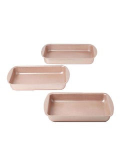 Buy 3-Pieces Granite Square Pan Set Beige Small Pan (32x22), Medium Pan (35x25), Large Pan (38x28)cm in UAE