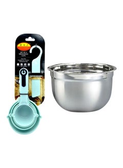 Buy Mixing Bowl With 4 Measuring Spoons Silver/Blue in UAE