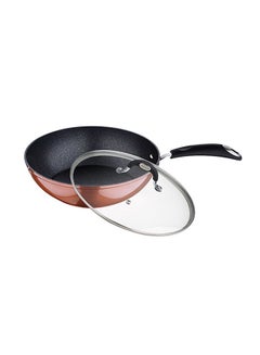 Buy Non-stick Induction Wok With Lid Copper 28cm in UAE