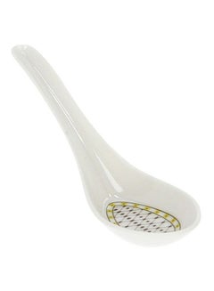 Buy Melamine Ware Soup Spoon White/Gold 12cm in UAE