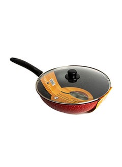 Buy Bister Non-Stick Frying Pan Granite Work & Glass Cover for Cooking Saute Vegetables Steaks Easy Cleaning | Made of High-Quality Red/Black 30cm in Saudi Arabia