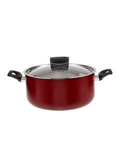 Buy Aluminum Safecook With Nonstick Casserole Cooking Pot Red/Clear/Black 20cm in UAE