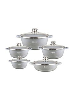 Buy 10-Piece Granite Cookware Set Grey/Clear Very Small Casserole 20, Small Casserole 24, Medium Casserole 28, Large Casserole 32, Shallow Casserole 28cm in UAE