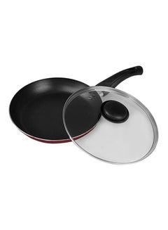 Buy Frying Pan With Lid Red/Clear/Black 22cm in Saudi Arabia