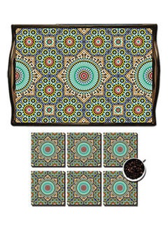 Buy MDF Wood With Lamination Printed Andalusian Tray Multicolour 25x35cm in Egypt