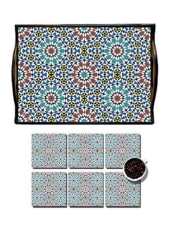 Buy MDF Wood With Lamination Printed Andalusian Tray Multicolour 25x35cm in Egypt