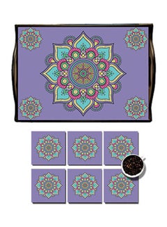 Buy MDF Wood With Lamination Printed Mandala Art Tray Multicolour 25x35cm in Egypt