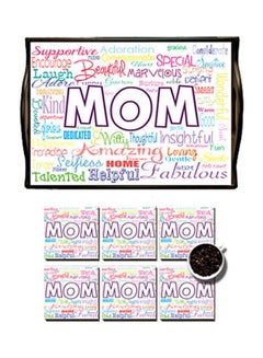 Buy MDF Wood With Lamination Printed Mother's Day Tray Multicolour 25x35cm in Egypt