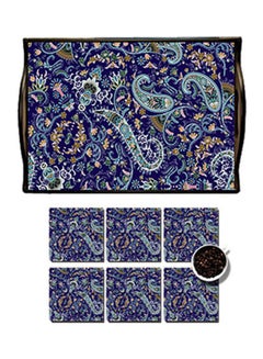 Buy MDF Wood With Lamination Printed Paisley Tray Multicolour 25x35cm in Egypt