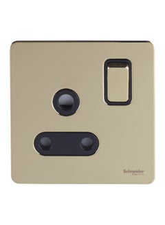 Buy Screwless Flat Plate 15A 1 Gang Single Switch Round Socket Gold/Black in UAE