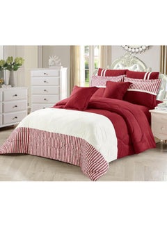 اشتري 4-Piece  Dual Face Single Comforter Set بوليستر أحمر/أبيض 160 x 220سم في السعودية