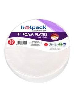 Buy 25-Piece Foam Plate White 9inch in UAE
