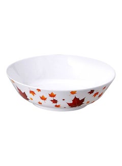 Buy Vintage Leaves Print Melamine Serving Bowl White 21cm in UAE