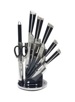 Buy 7-Piece Stainless Steel Knife Set With Stand Silver/Black in UAE