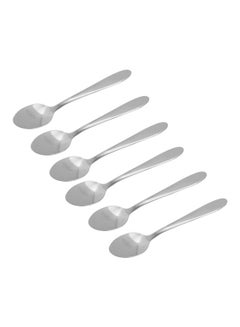 Buy 6-Piece Stainless Steel Coffee Spoon Set Silver 12cm in UAE