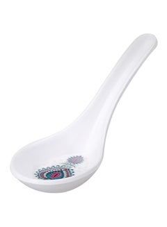 Buy Melamine Soup Spoon White/Blue 13.5cm in UAE