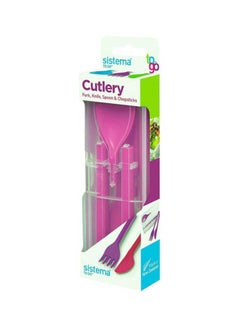 Buy 4-Piece Cutlery Set Pink 6.1x2.2x1cm in UAE