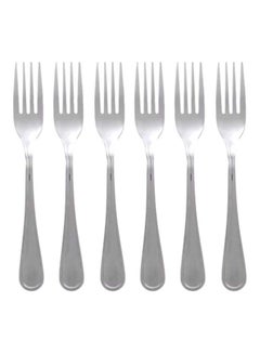 Buy 6-Piece Dessert Fork Set Silver in UAE