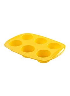 Buy 6-Cavity Round Shape Muffin Mould Yellow in Saudi Arabia