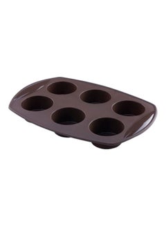 اشتري Silicone 6-Cup Round Shaped Muffin Mould بلون القهوة في السعودية