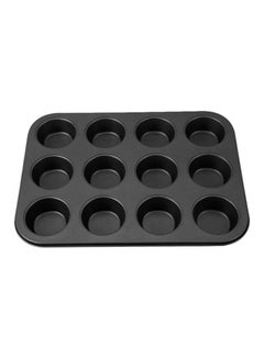 Buy 12-Cup Cake Mould Black - 35x26.2cm in Egypt