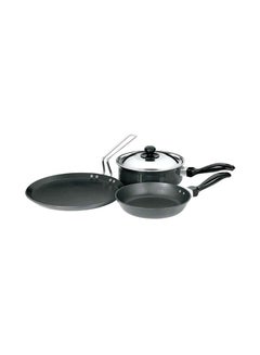 Buy 3-Piece Futura Non-Stick Cookware Set Black/Silver Tawa 26x0.488, Frying Pan 26x0.325 , Curry Pan 24x0.325 in UAE