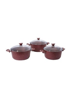 Buy 6-Piece  Granite Coated Cookware Set Maroon in UAE