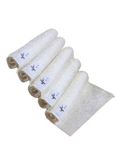 Buy 5-Piece Cotton Dish Cloth Set White/Blue 18x16cm in Saudi Arabia